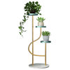 Golden Multi-Layer Flower Stand for Indoor Porch, Balcony, Blue Shelves
