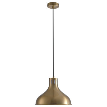 1-Light Dome Pendant Modern Brass Hanging Light, Brass