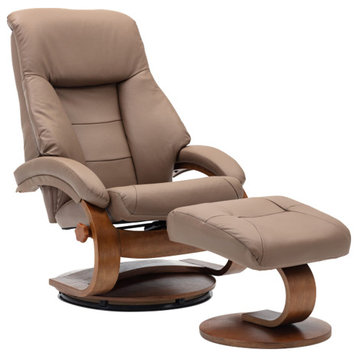 Montreal Recliner and Ottoman in Sand Top Grain Leather