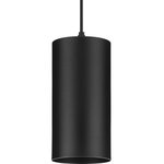 Progress Lighting - Cylinder 6" 1-Light Black LED Modern Outdoor Pendant Hanging Light - Embrace a clean modern design with the Cylinder Collection 6-Inch 1-Light Black Modern Outdoor LED Hanging Pendant Light.