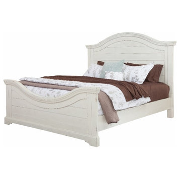 American Woodcrafters Stonebrook Antique White Wood Queen Panel Bed