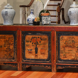 Hand Painted Tibetan Floral Cabinet - Buffets And Sideboards