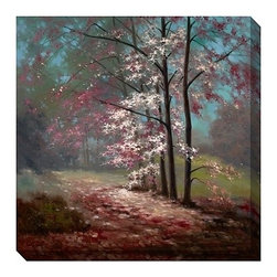 Cherry Tree Path Canvas Wall Art - Paintings