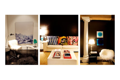 Trendy home theater photo in New York