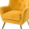 Tufted Accent Chair With Golden Legs, Mustard