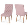 Terrance Tufted Fabric Dining Chair, Set of 2, Light Blush, Natural