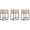 Manhattan Comfort Embassy 25" Faux Leather Counter Stool in Cream (Set of 3)