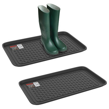 Stalwart All Weather Boot Tray Medium Water Resistant Shoe Mat Set of 2 Gray