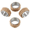 Nautical Rope Design Aluminum Napkin Rings Set of 4, Natural
