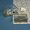 Geometric Modern Minimalist Glass Box | 7" Square Brass Gold Hexagon Classic