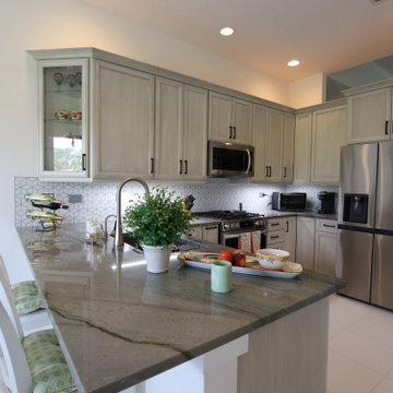 Palm Beach Gardens FL - Traditional Gray Cabinet Kitchen - Large Tile Flooring