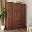 100% Solid Wood Family Wardrobe/Armoire, Mocha (All Shelves Sold Separately)