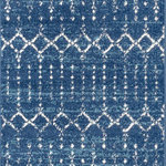 JONATHAN Y - Moroccan HYPE Boho Vintage Diamond Runner Rug, Blue/White, 2 X 8 - In shades of indigo and ivory, this Moroccan trellis is Inspired by timeless vintage designs and crafted with the softest polypropylene available. Originating with the Berber tribes of North Africa, this beautiful linear pattern is made modern in a deep navy yarn power loomed for durability. The simple geometric stripes, triangle and diamond motifs will give a fresh look to any room.