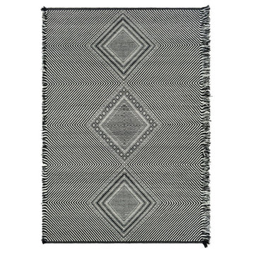 Zanafi Global Area Rug, Black/White, 8'x10'