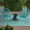 Noble House Anson Outdoor Hammock Weave Chair in Teal and Black (Set of 2)