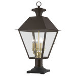 Livex Lighting - Wentworth 4 Light Bronze, Antique Brass, Cluster Outdoor XL Post Top Lantern - With its appealing bronze finish and clear glass, the stunning Mansfield collection will make an elegant addition to any outdoor space. Formed from solid brass & traditionally inspired, this four-light outdoor extra-large post top lantern is complimentary to almost any home exterior. Combining superb craftsmanship and affordable price, this fixture is sure to be a timeless addition to your home.