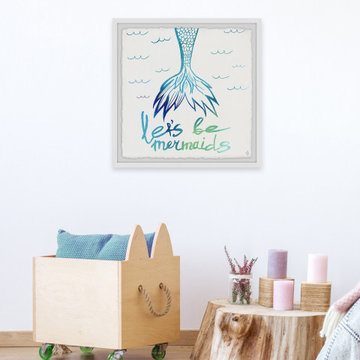 "Let's Be Mermaid" Framed Painting Print