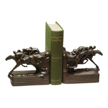 Bookends Too Close To Call Race Horse Race Equestrian Hand Painted OK