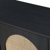 3-doors Modern Sideboard Cabinet With Rattan Design, Black