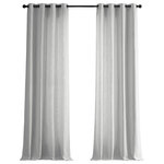 Half Price Drapes - White Grommet Heavy FauxLinen Curtain Single Panel, 50"x120" - Glamour of Linen is s captured in this concise collection featuring a stunning linen blend with a luxurious body, supple handle, and a handsome linen weave. Rich in texture these Faux Linen Solid Curtains are gracefully crafted. Woven from sturdy polyester & linen for the perfect weave and fall.
