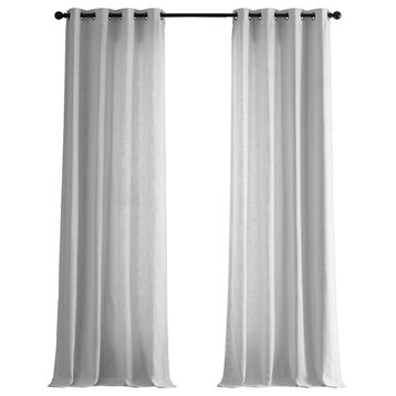 White Grommet Heavy FauxLinen Curtain Single Panel, 50"x120"