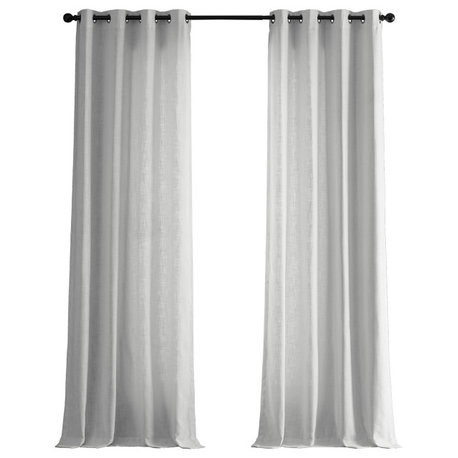 White Grommet Heavy FauxLinen Curtain Single Panel, 50"x120"