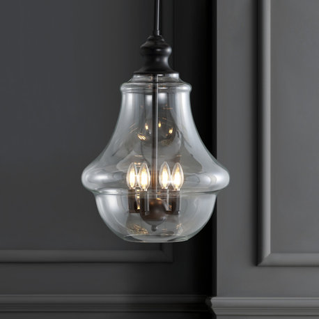 Adam Adjustable Metal and Glass Led Pendant, Oil Rubbed Bronze, 16" Width
