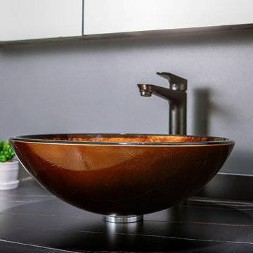 Reddish Brown Glass Circular Vessel Bathroom Sink