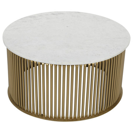 Bella White and Goldtone Cocktail Table