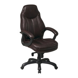 Deluxe Chocolate High Back Leather Office Chair - Office Chairs