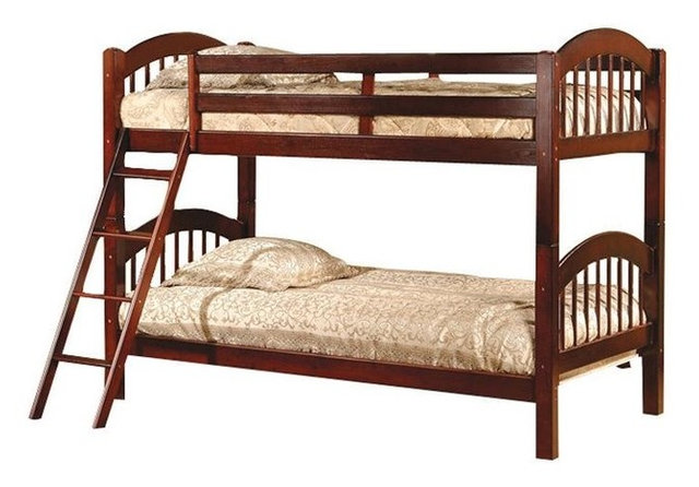 Twin Over Bunk Bed With Arch Headboard Footboard Cherry Twin Over Bunk Bed With Arch Headboard Footboard Cherry