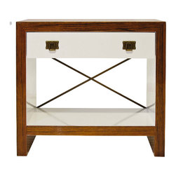 Worlds Away Dalton Nightstand Rosewood and White Lacquer - Nightstands And Bedside Tables