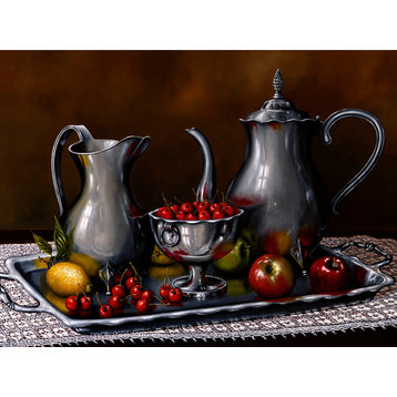 "Life is a Bowl of Cherries" Canvas Painting by H. Hargrove, 36"x24"