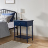 Home Square Coastal Nightstand with AC USB Charger in Navy Blue - Set of 2