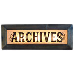 Second Chance Art and Accessories - Vintage-Style Lighted Glass Archives Sign - This vintage style glass archives sign will add character to your library, office, or den! Frames are made from antiqued cedar. Reproduction patterned glass is back lit using 3 incandescent night light bulbs with candelabra bases (4 watt each). Bulbs are included.