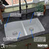 Karran Undermount Quartz 33" 50/50 Double Bowl Kitchen Sink, White