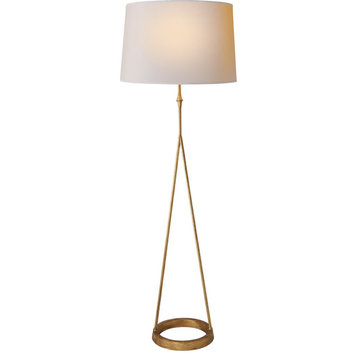 Dauphine Floor Lamp, 1-Light, Gilded Iron, Natural Paper Shade, 54"H