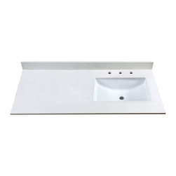 Maykke - Bathroom Quartz Vanity Top, Off-White, 49", Sink on Right - Vanity Tops And Side Splashes