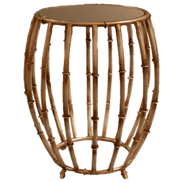 Bamboo Drum Table, Antique Gold, Antique Silver