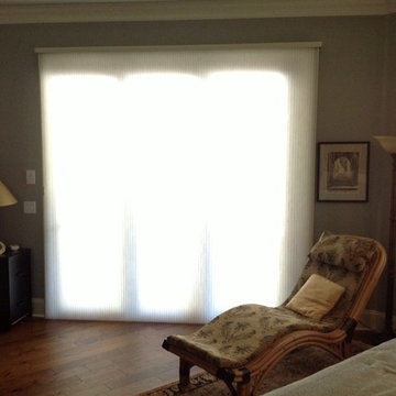 Vertical Honeycomb Shades in master bedroom in Wilmington, NC