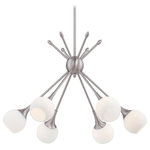 George Kovacs Lighting - George Kovacs Lighting P1806-084 Pontil - Six Light Chandelier - 6 Light Chandelier with Brushed Nickel Finish and Etched Opal Glass  Shade Included: Yes  Sloped Ceiling Adaptable: Yes  Dimable: YesPontil Six Light Chandelier Brushed Nickel Etched Opal Glass *UL Approved: YES *Energy Star Qualified: n/a  *ADA Certified: n/a  *Number of Lights: Lamp: 6-*Wattage:60w G9 Xenon bulb(s) *Bulb Included:Yes *Bulb Type:G9 Xenon *Finish Type:Brushed Nickel