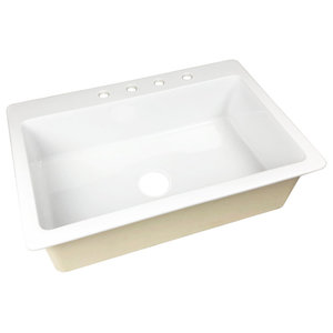 Jackson Drop In Fireclay 33 3 Hole Single Bowl Kitchen Sink Crisp White Contemporary Kitchen Sinks By Sinkology Houzz