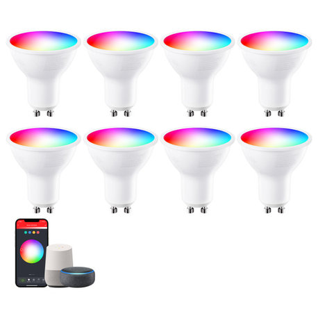 8 Pack GU10 Smart Spot Light Bulbs, WiFi and Bluetooth, 50W Equiv.