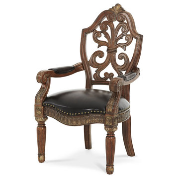AICO Villa Valencia Arm Chair, Classic Chestnut 72004A-55, Set of 2