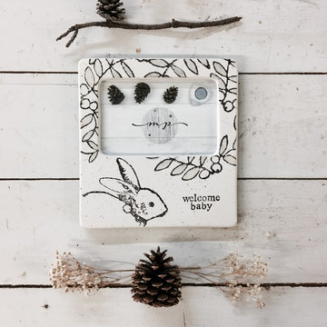 Welcome Baby Bunny Ceramic Tabletop Photo Frame