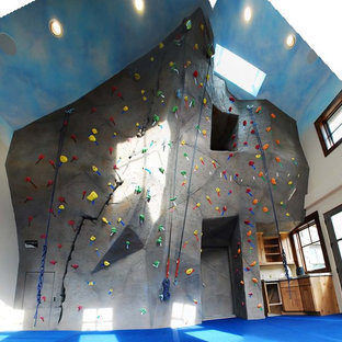 Design ideas for an eclectic home climbing wall in Denver.