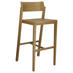OSIDEA USA Inc. - The 100 Bar Stool, 29" Seat Height, Oak - This stackable bar stool will fit well in commercial and residential spaces alike. Its curved open back give a comfortable and unique aesthetic touch, allowing one to easily pick up this chair and neatly stack it away.