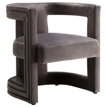 Blair Velvet Upholstered Accent Chair, Gray