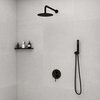 Modern Wall Mounted Rain Shower System with Handheld Shower Set Solid Brass, Matte Black, 8"