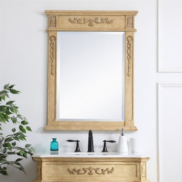 Elegant Decor Danville 36" x 28" MDF Wood Bathroom Mirror in Antique Beige